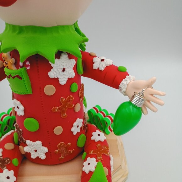 Ernie the Elf, Christmas Elf Figurine, Whimsical Holiday Shelf Sitter, Christmas - Picture 5 of 11